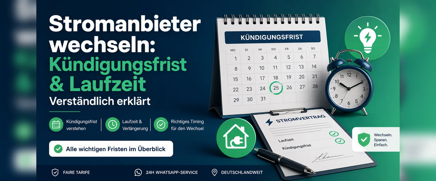 Stromanbieter wechseln: Kündigungsfrist & Laufzeit