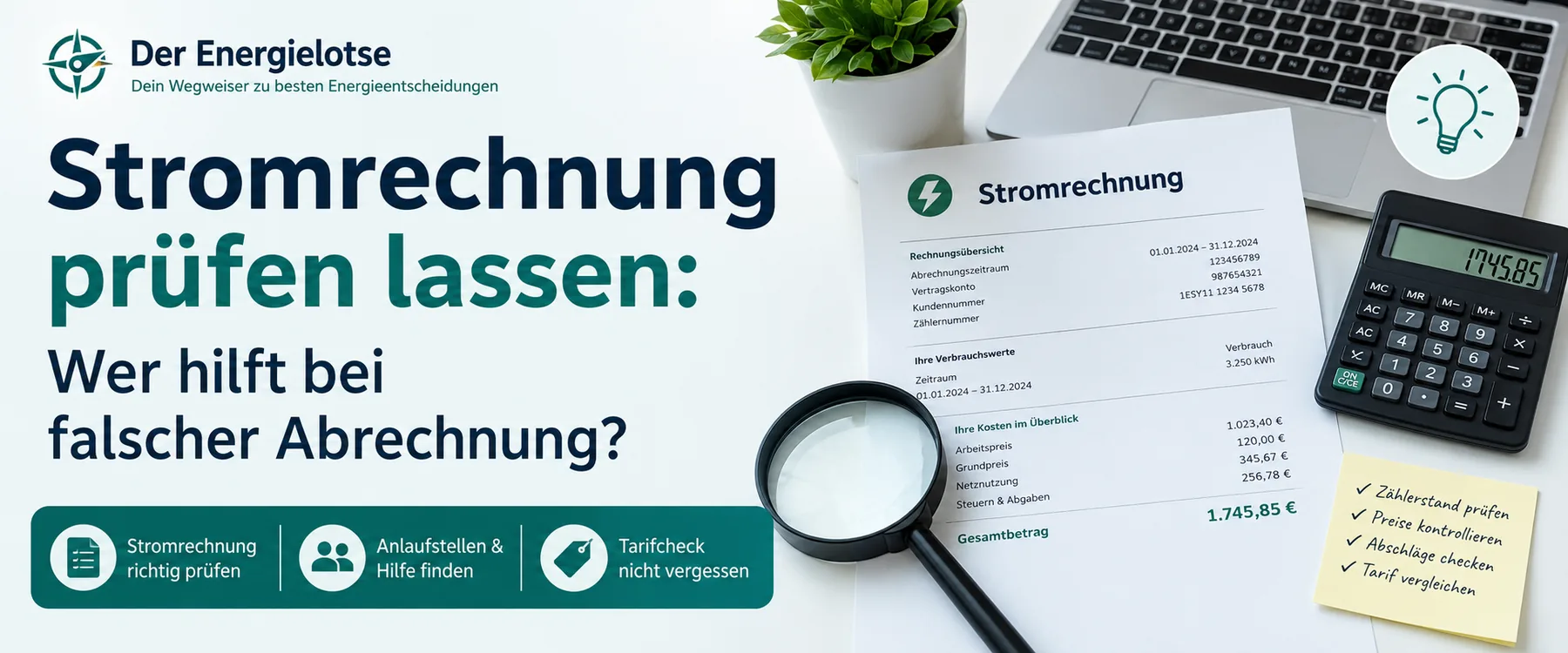 Stromrechnung prüfen lassen: Wer hilft bei falscher Abrechnung?