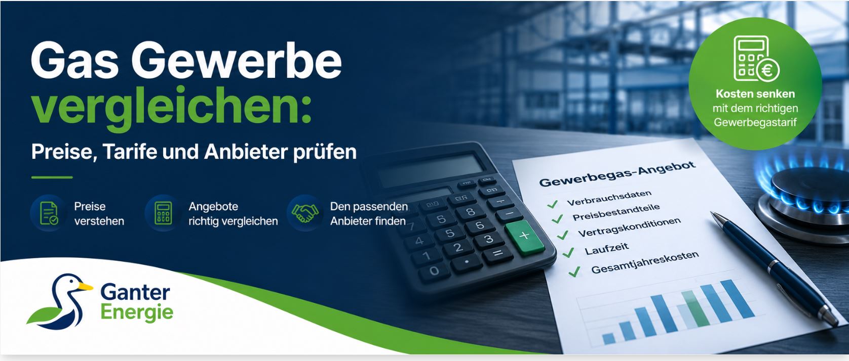 Gas Gewerbe vergleichen: Preise, Tarife und Anbieter prüfen