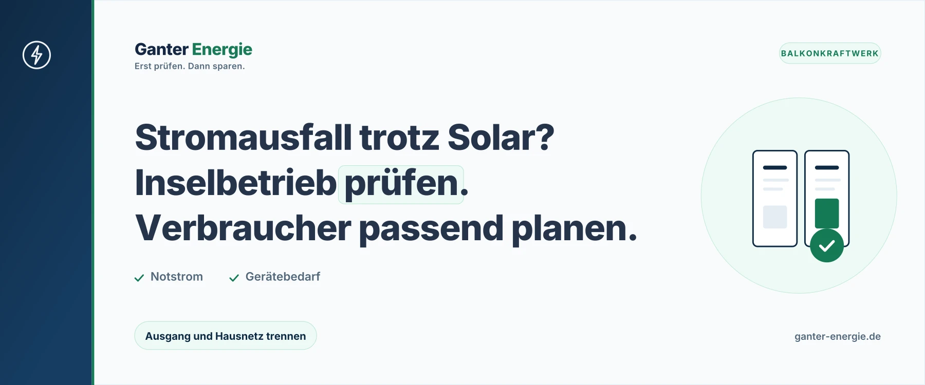 Balkonkraftwerk im Inselbetrieb: Wann es ohne Netz Strom liefert