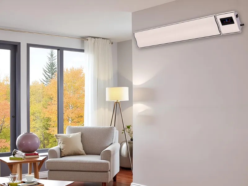 ElectricSun Infrarotheizung weiß 1.800/900 W, schmales Paneel mit Display an der Wand