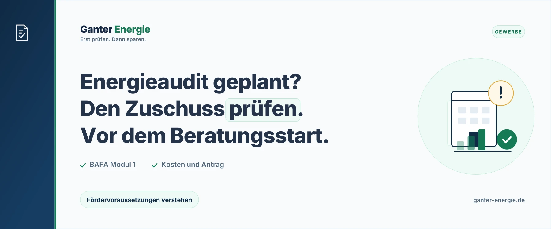 Energieaudit Förderung 2026: 50 Prozent vom BAFA, bis zu 3.000 Euro