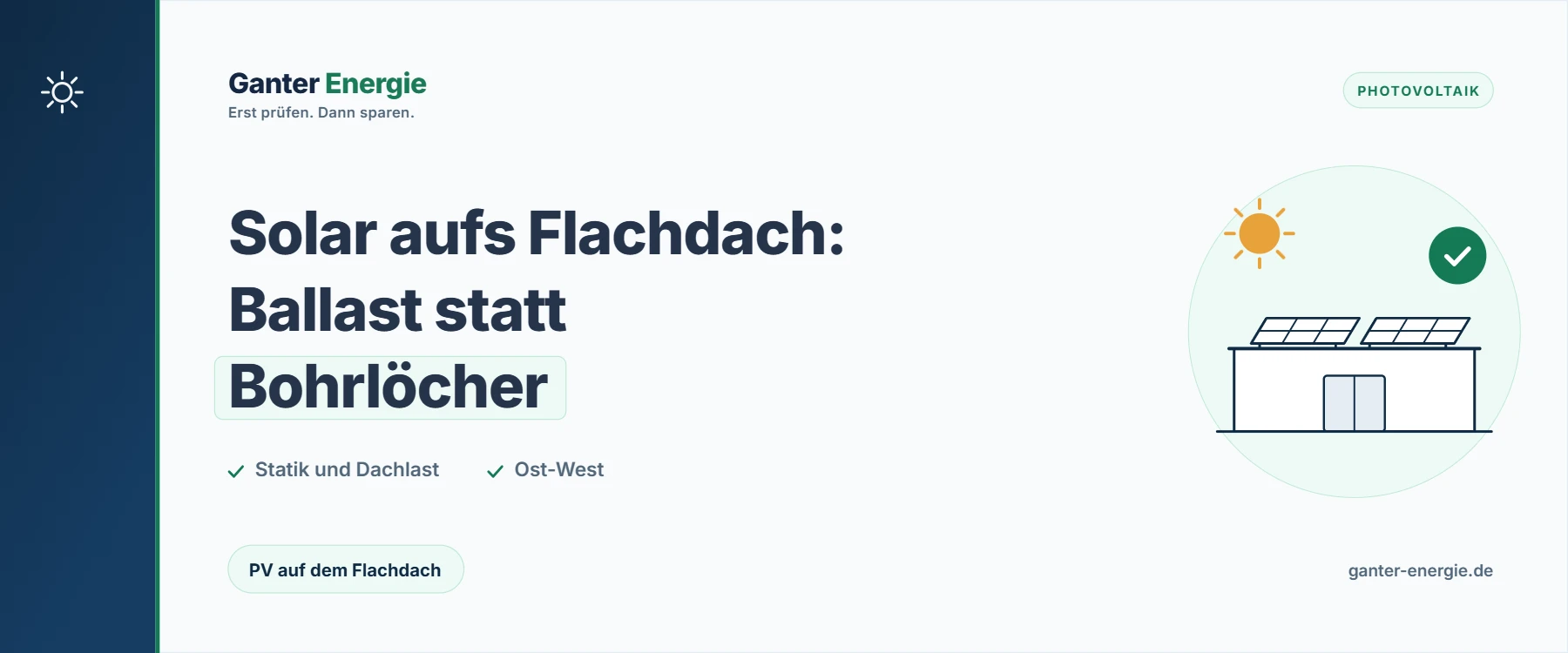 Photovoltaik auf dem Flachdach ohne Dachdurchdringung: Befestigung, Dachlast und Neigungswinkel