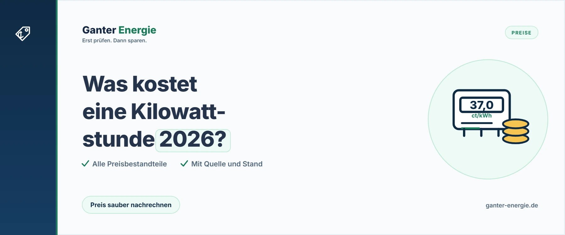 Strompreis pro kWh 2026: Was Strom kostet und woraus sich der Preis zusammensetzt