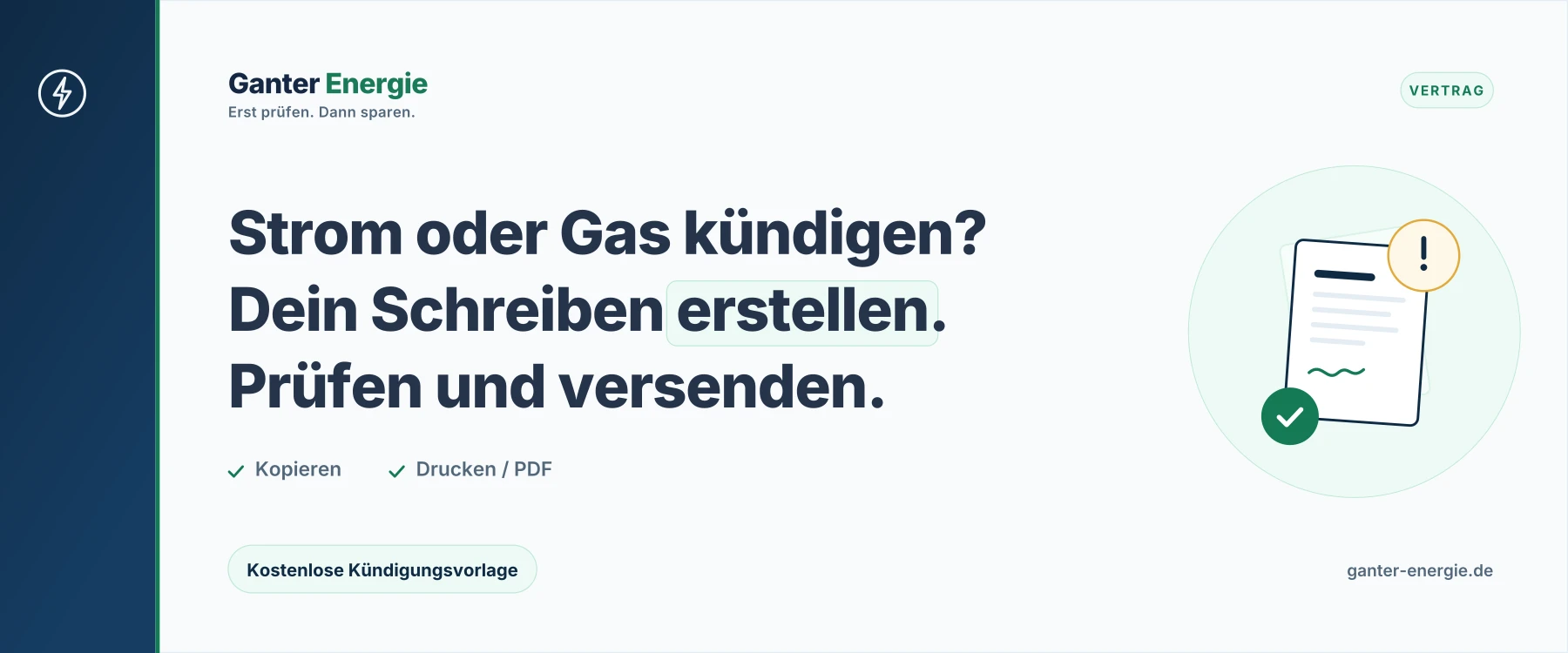 Stromvertrag kündigen: Vorlage und Generator